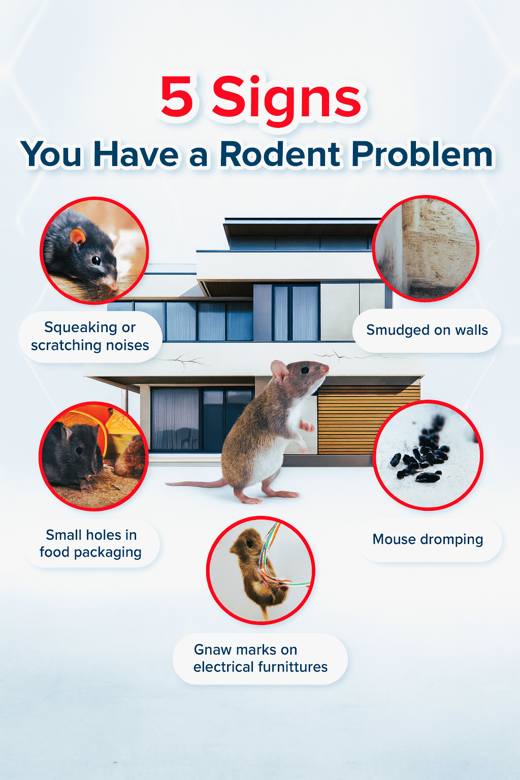 Infographic showing the most common signs of a mouse infestation in a Melbourne home